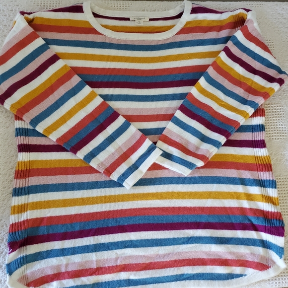 Westbound woman 1X striped colorful rainbow sweater sweatshirt top - Picture 7 of 13